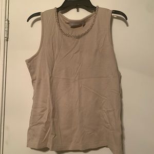 3/$20 Croft & Barrow Tan Tank Top with Beaded Neckline Women’s Size Large